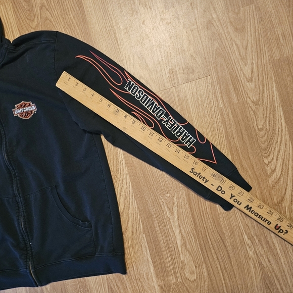Vintage 90's Harley-Davidson Black Zip Up Hoodie with Flame Sleeves - Picture 9 of 9